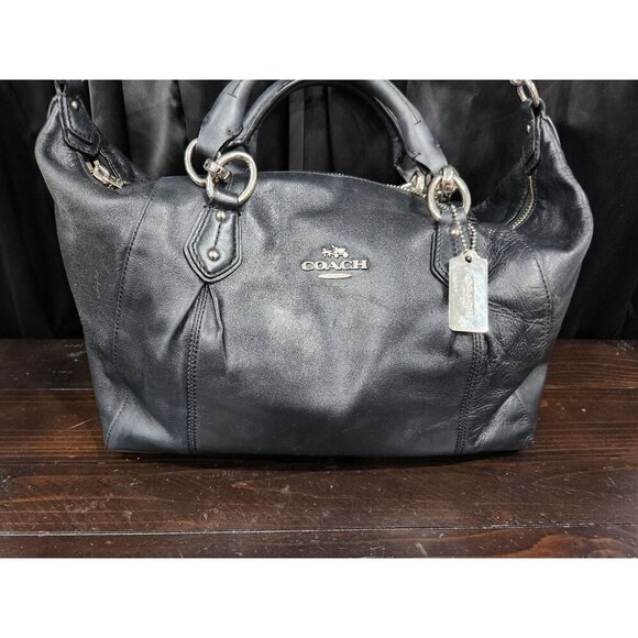 AUTHENTIC Coach F33806 Colette Smooth Black Leather Satchel Purse-EUC - Picture 2 of 13